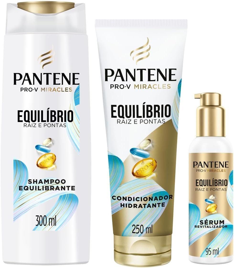 Pantene Kit PRO-V Miracles Equilíbrio Raiz e Pontas com Shampoo 300 ml, Condicionador Hidratante 250 ml, e o Sérum 95 ml
