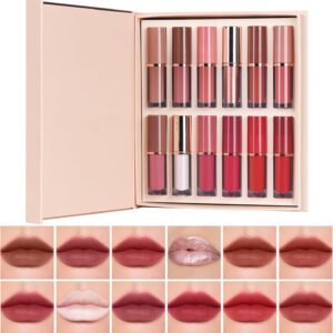 Batom Lip Liner Conjunto Batom liquido | Conjunto de Lápis para Lábios Matte 12 Cores